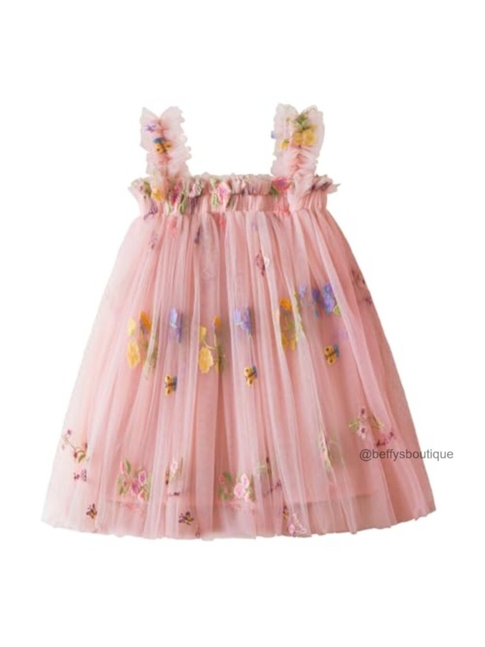 Toddler Summer Sleeveless Floral A-Line Dress Baby Girl Butterfly Sundress